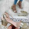 Chaussures My Look Féminin | Sandales A Petits Talons Dorees