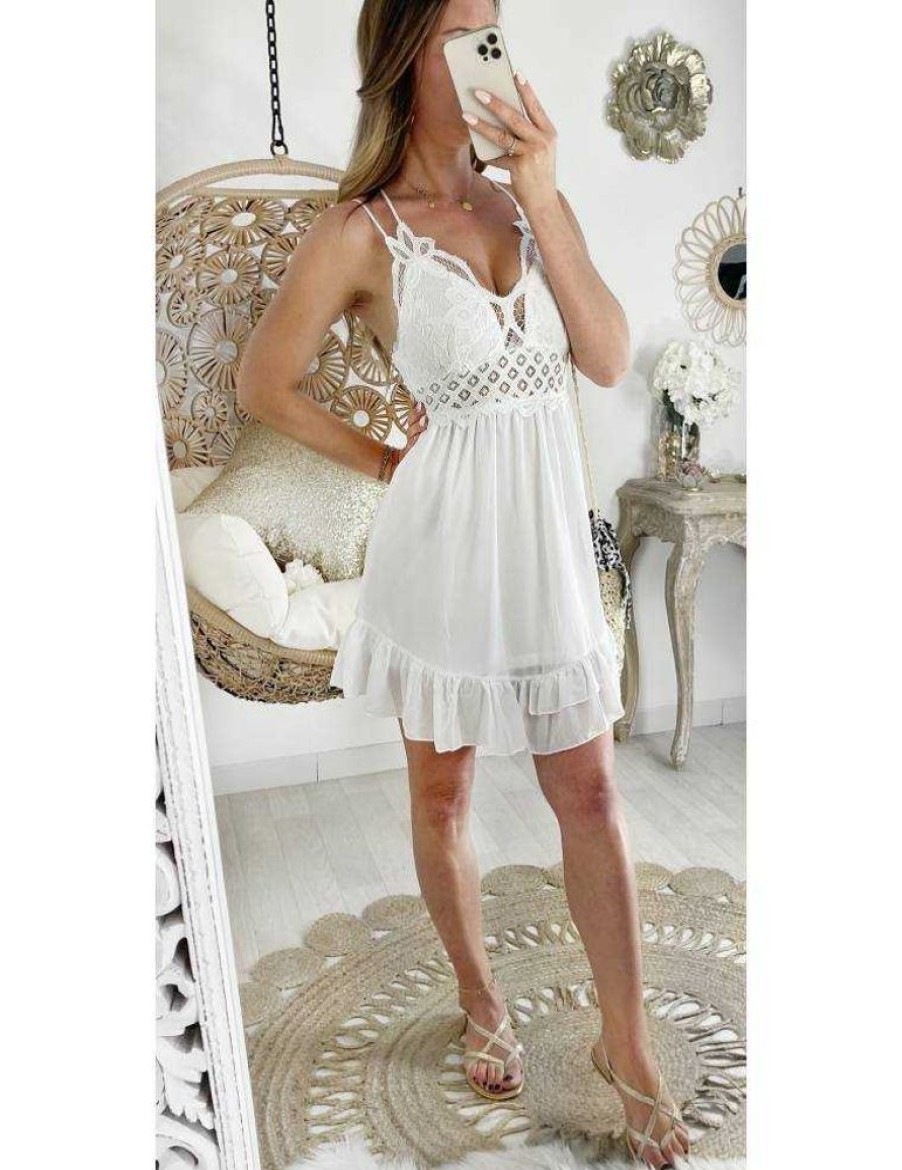 Robes My Look Féminin | Ma Jolie Robe Blanche En Broderie