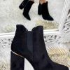 Chaussures My Look Féminin | Mes Bottines Style Daim Noires A Talons