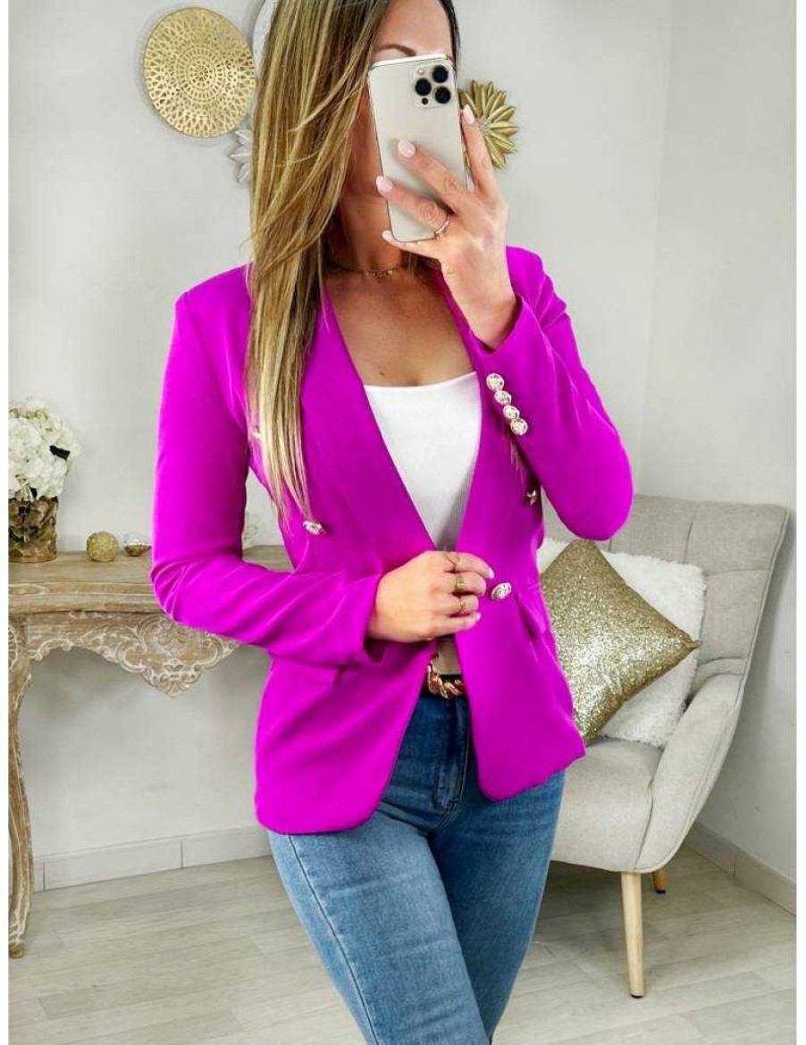 Vestes Gilets My Look Féminin | Mon Joli Blazer Fuchsia