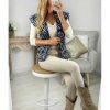 Vestes Gilets My Look Féminin | Gilet Sans Manches Motif Bleu Nuit