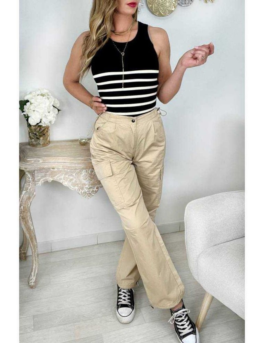 Pantalons My Look Féminin | Mon Pantalon Beige Caramel