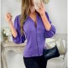 Tops Chemisiers My Look Féminin | Mon Chemisier Boutonne Et Texture Purple