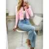 Vestes Gilets My Look Féminin | Veste Courte Rose Tendre