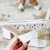 Chaussures My Look Féminin | Mes Petites Sandales Blanches Style Cuir Croisees