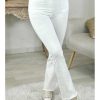 Pantalons My Look Féminin | Mon Jeans Taille Haute Blanc