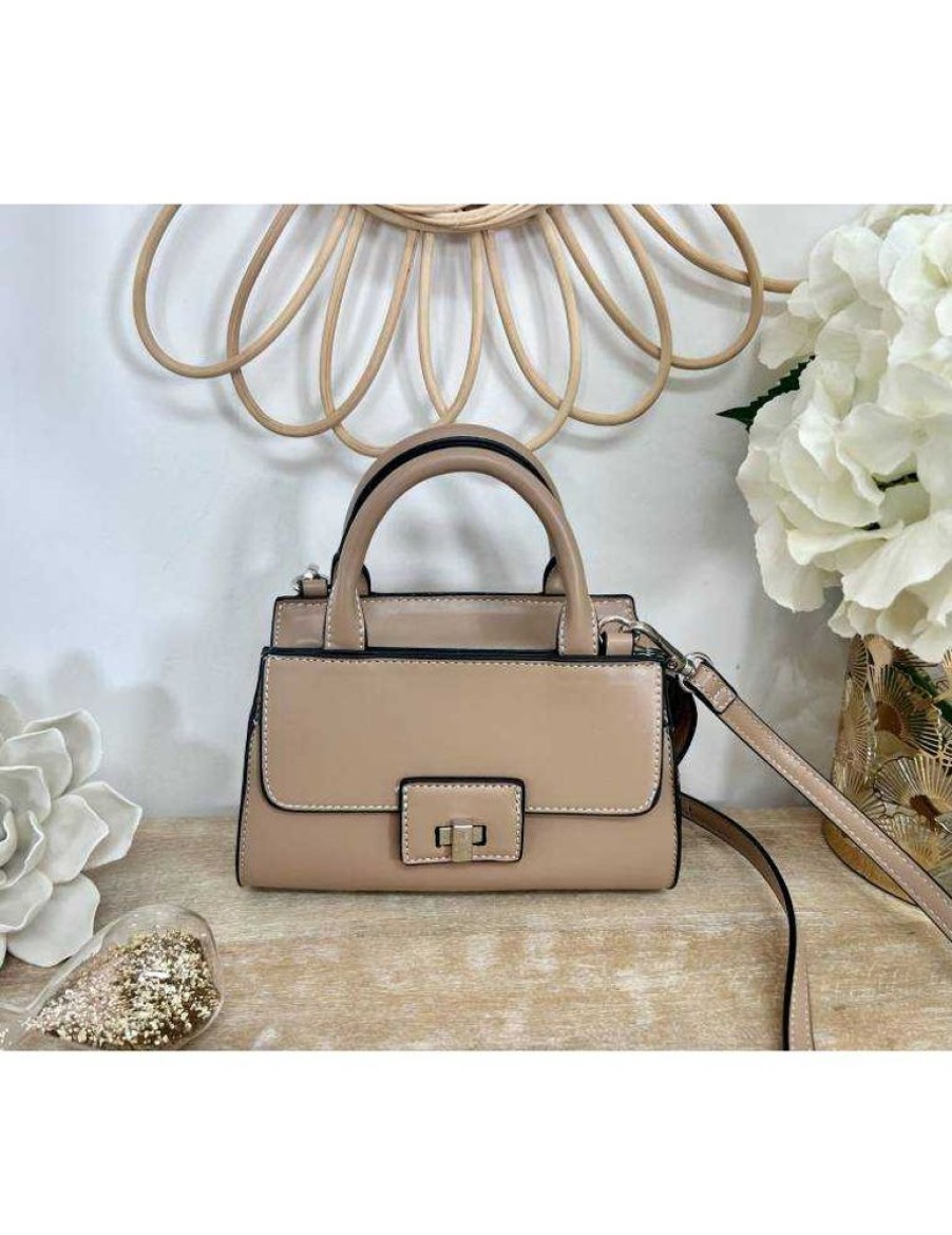 Accessoires My Look Féminin | Mon Petit Sac Taupe Style Cuir