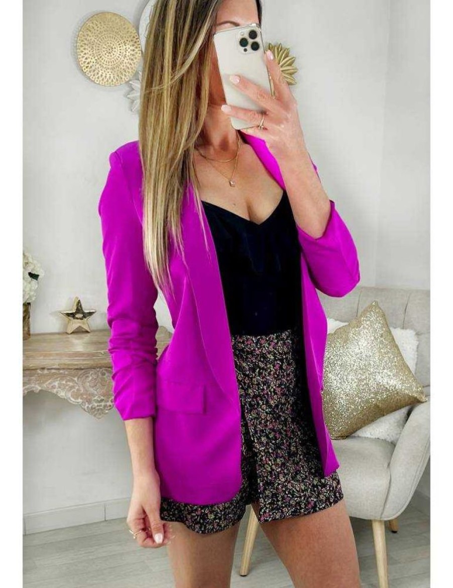 Vestes Gilets My Look Féminin | Mon Joli Blazer Fuchsia