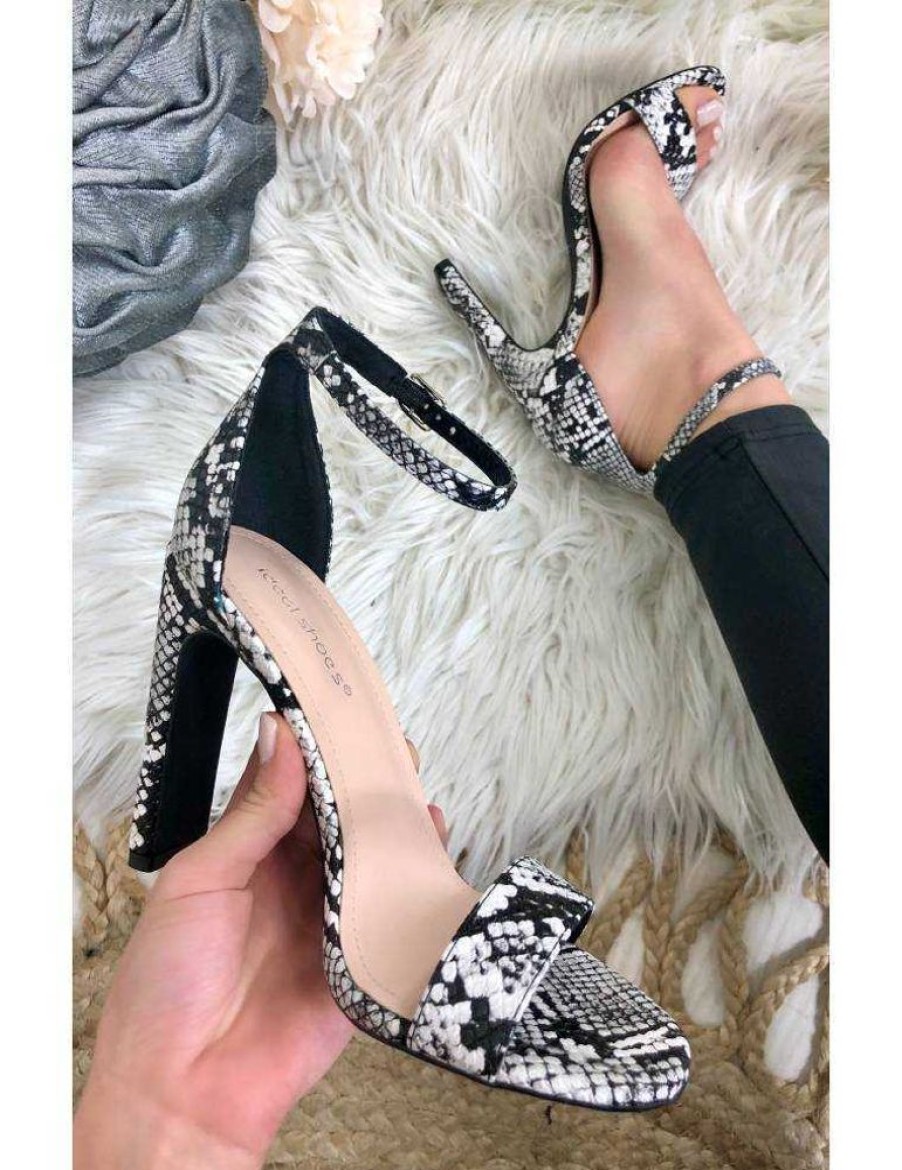 Chaussures My Look Féminin | Mes Sandales A Talon Black & White