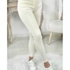 Pantalons My Look Féminin | Mon Jeans Taille Haute Blanc Casse