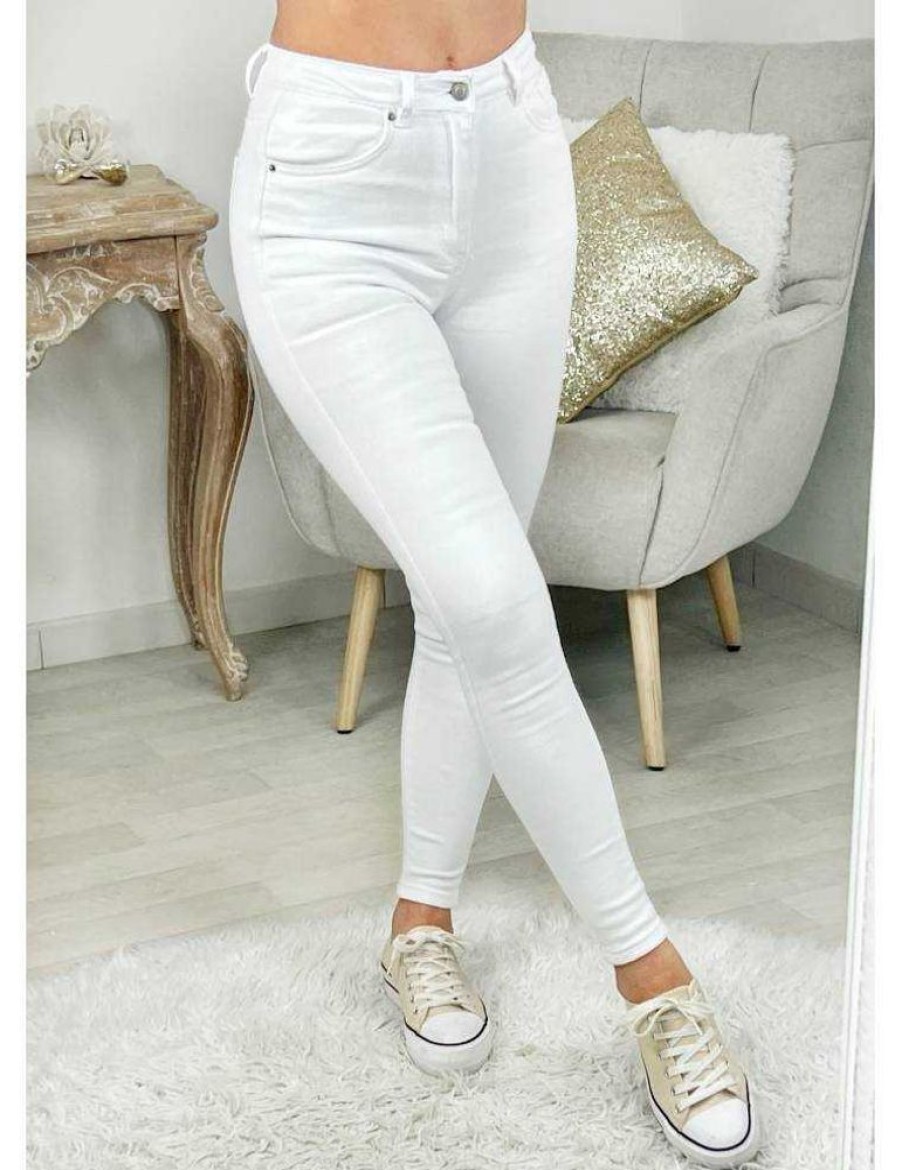 Pantalons My Look Féminin | Mon Jeans Slim Blanc