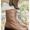 Chaussures My Look Féminin | Mes Bottines A Lacet Taupe Matelasse