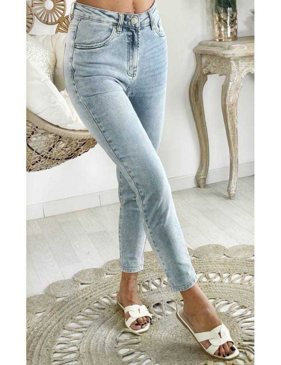 Pantalons My Look Féminin | Mon Jeans Light Blue Mum Basic