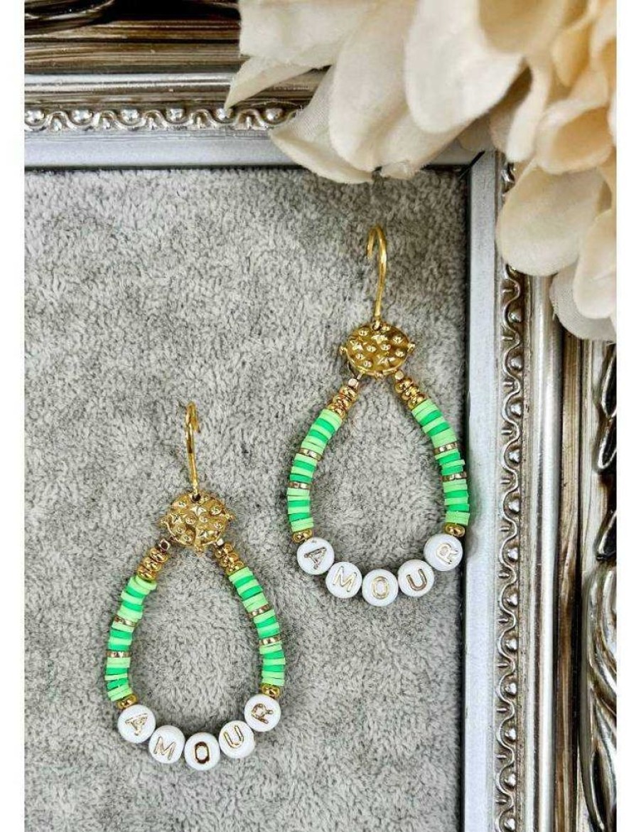 Accessoires My Look Féminin | Boucles D'Oreilles Green & Gold