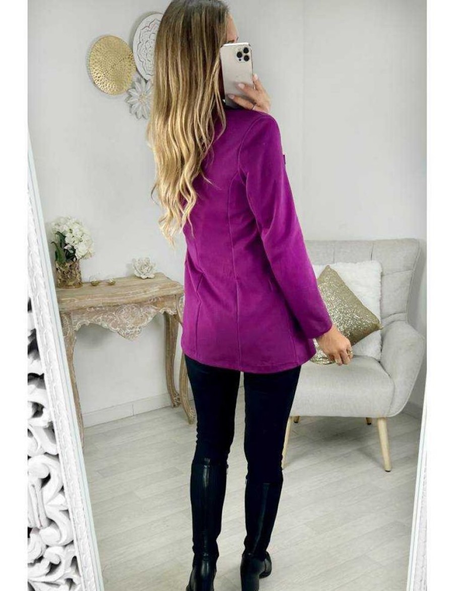 Vestes Gilets My Look Féminin | Blazer Basique Prune