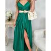 Robes My Look Féminin | Ma Robe Longue Satinee Vert Emeraude