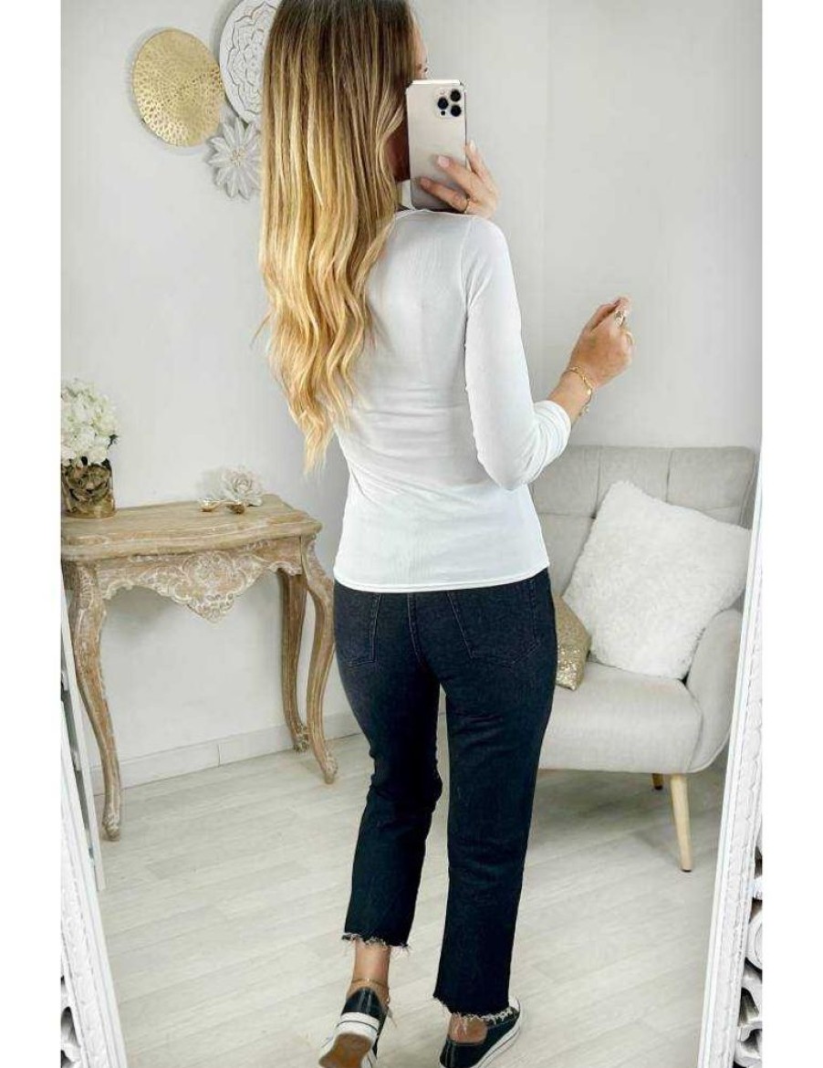 Tops Chemisiers My Look Féminin | Top Blanc Col Carre