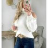 Pulls My Look Féminin | Pull Blanc Epaule Ajouree & Perles