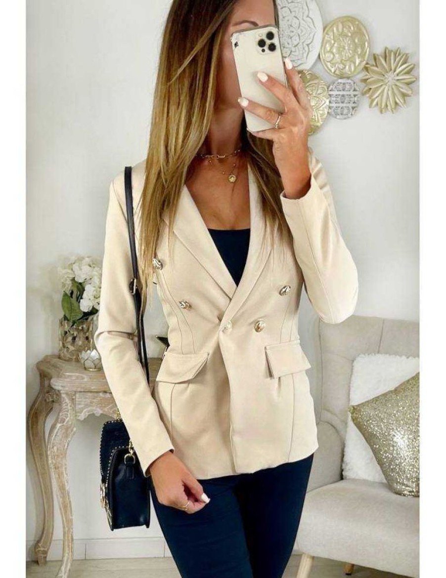 Vestes Gilets My Look Féminin | Mon Joli Blazer Beige