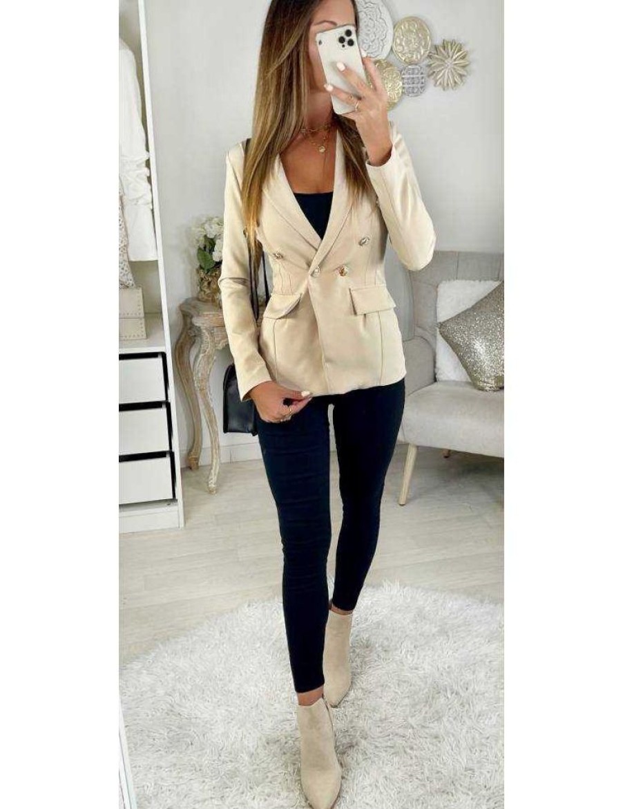 Vestes Gilets My Look Féminin | Mon Joli Blazer Beige