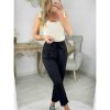 Pantalons My Look Féminin | Pantalon Noir Classique & Ceinture A Nouer