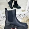 Chaussures My Look Féminin | Bottines Chelsea Noires Style Cuir