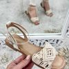 Chaussures My Look Féminin | Sandales Plates Beige En Macrame