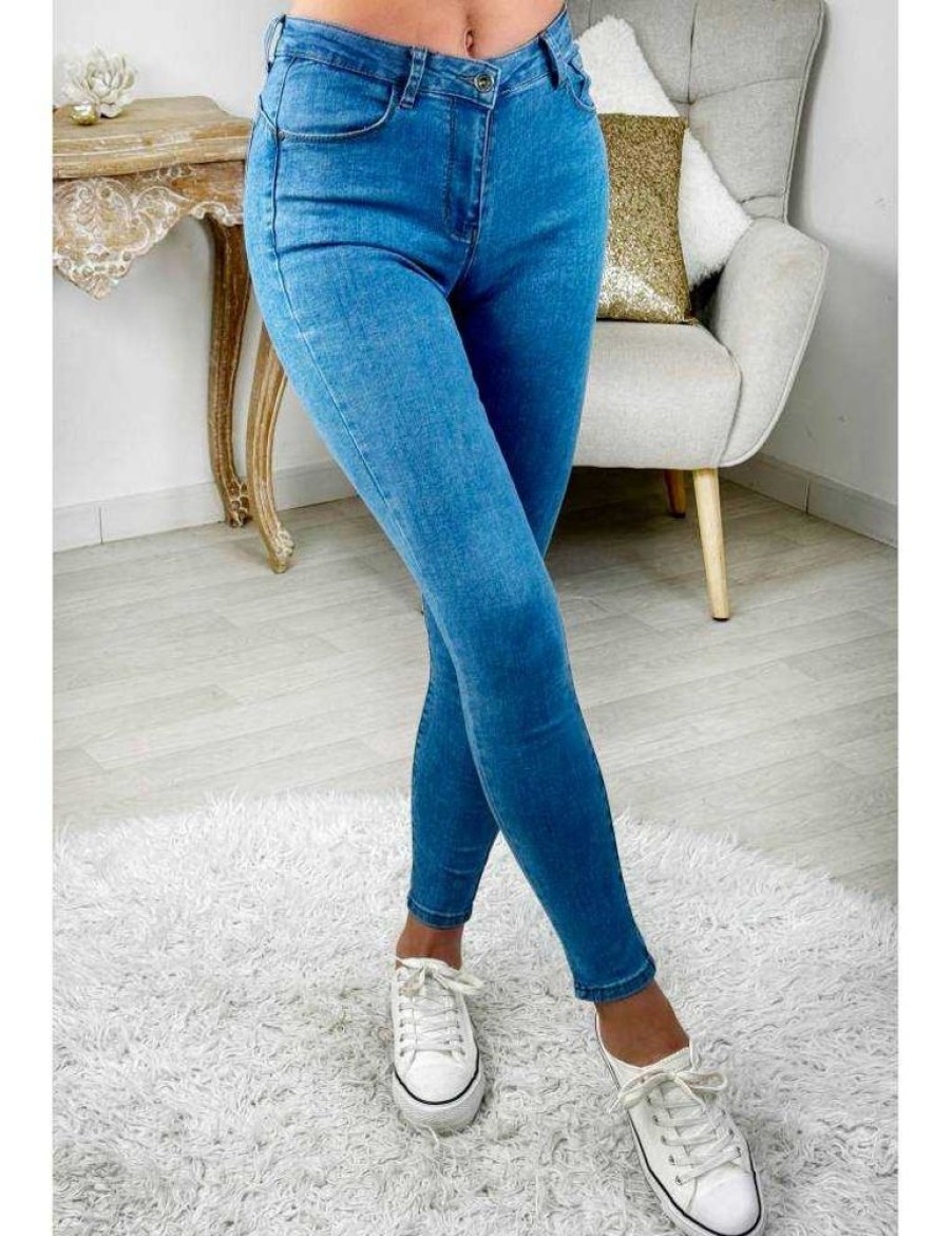 Pantalons My Look Féminin | Jeans Slim Push-Up Bleu Medium