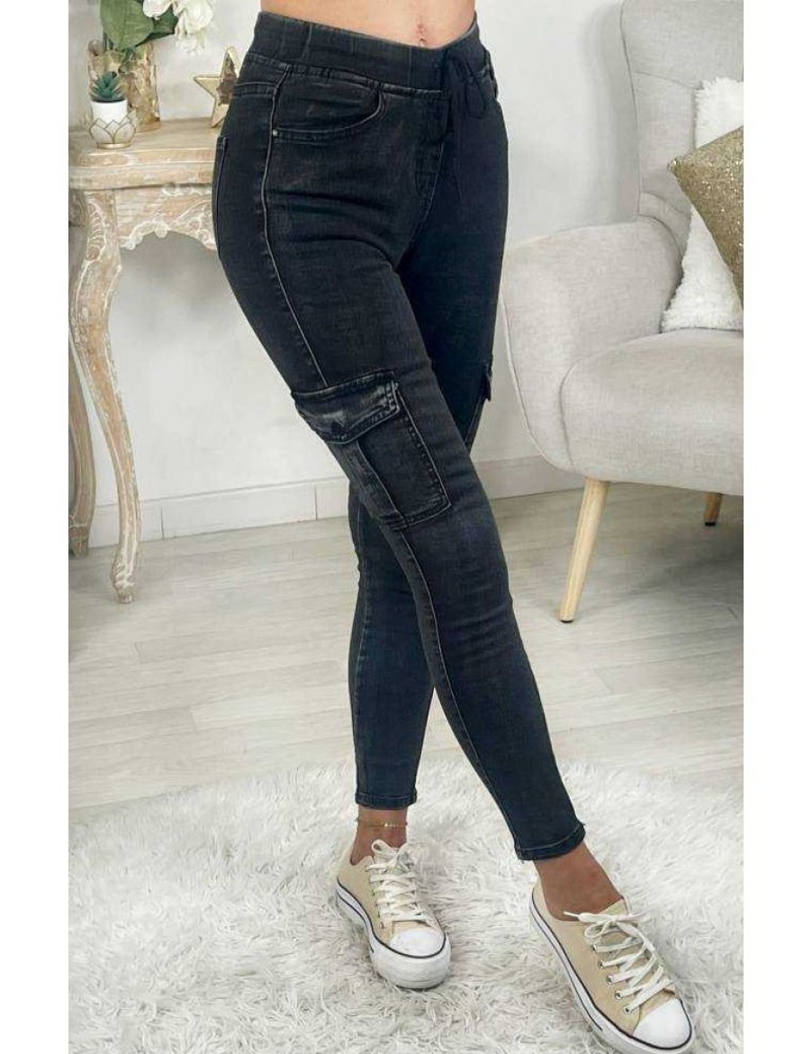 Pantalons My Look Féminin | Mon Jeans Used Black