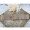 Accessoires My Look Féminin | Ceinture Elastique Beige Foncee Boucle Doree