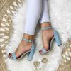 Chaussures My Look Féminin | Mes Sandales A Talons Bleu Ciel Style Daim