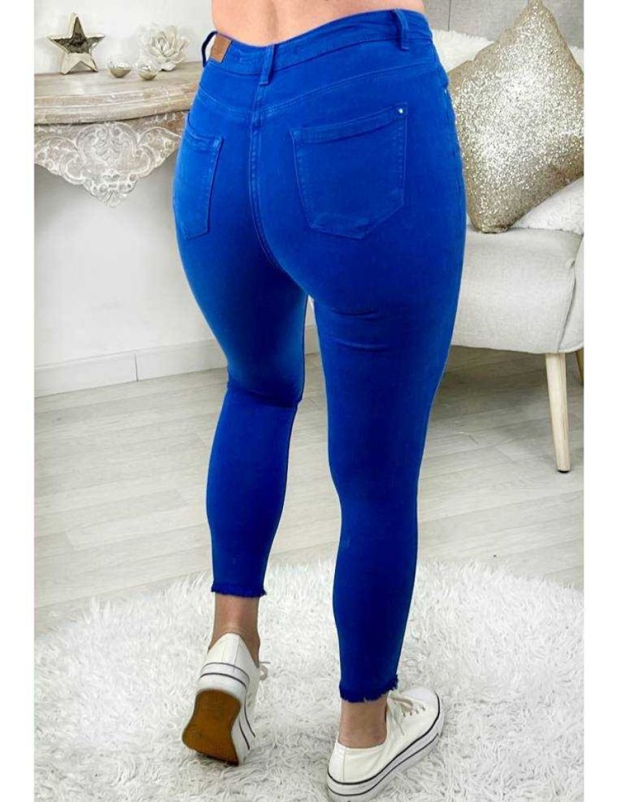 Pantalons My Look Féminin | Mon Jeans Taille Haute Bleu Roi