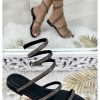 Chaussures My Look Féminin | Sandales Plates Noires Scintillantes