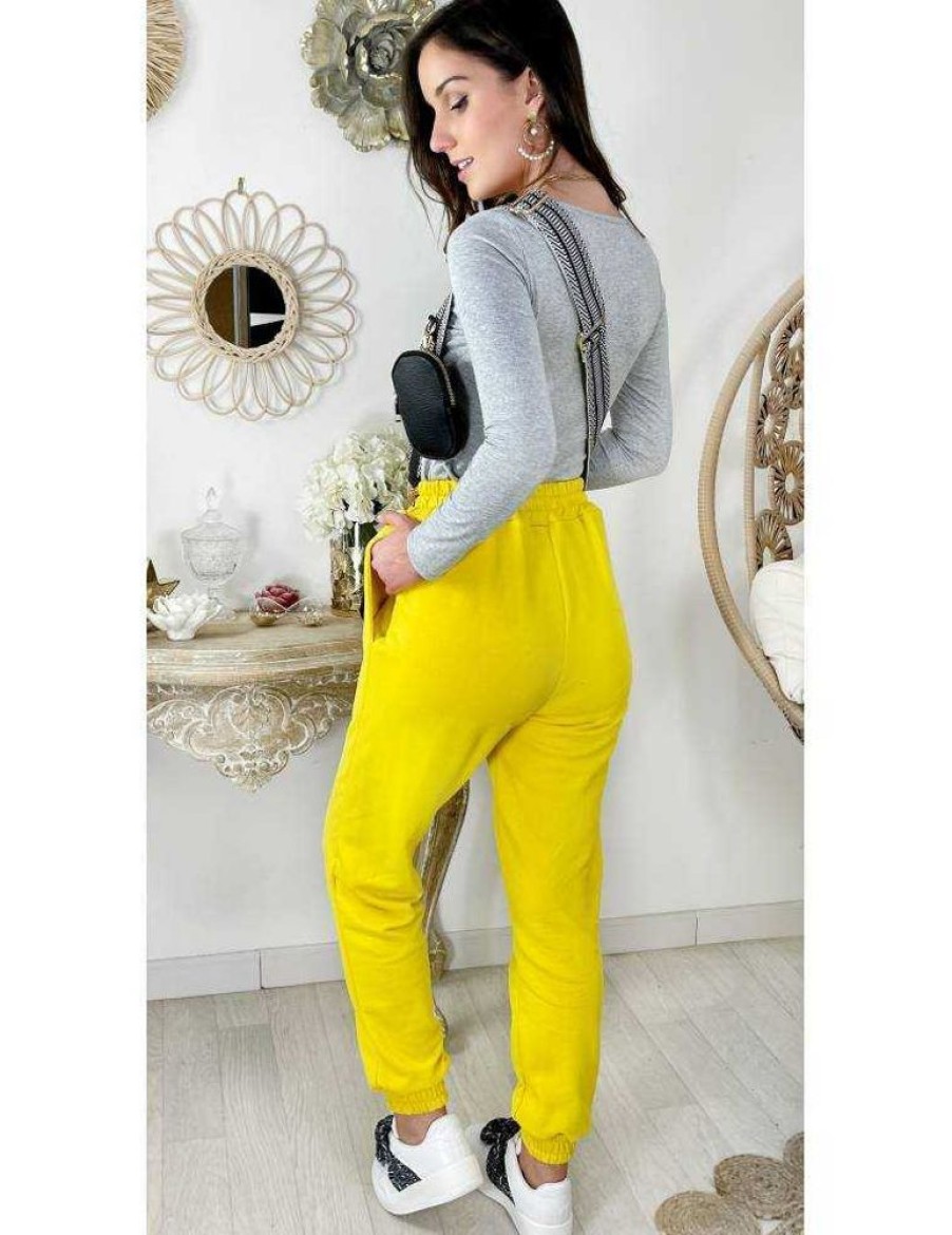 Pantalons My Look Féminin | Mon Pantalon Style Jogging Yellow