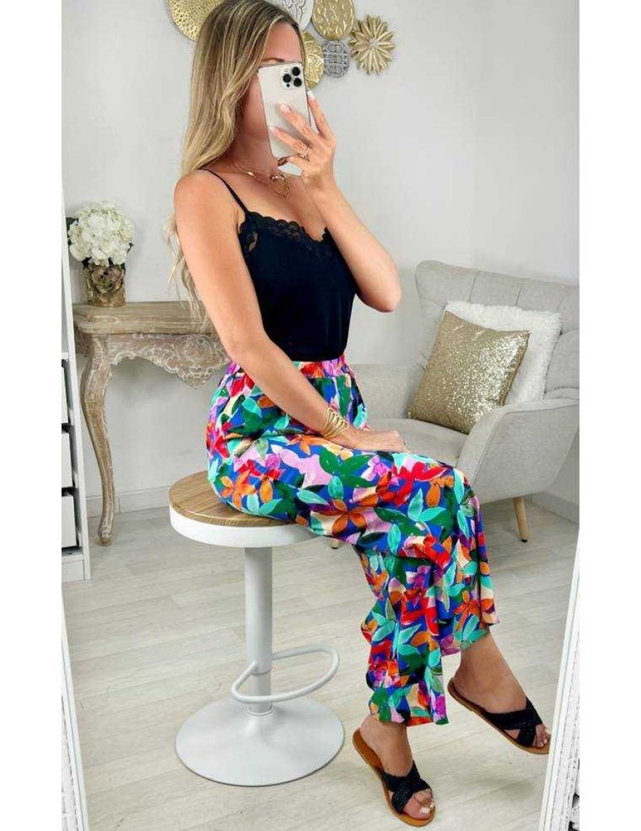 Pantalons My Look Féminin | Pantalon Fluide Et Leger Motifs Colores