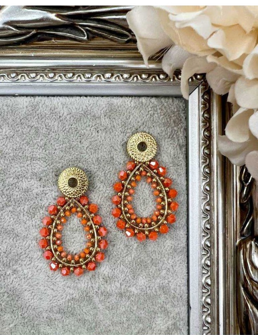 Accessoires My Look Féminin | Boucles D'Oreilles Perles Orange