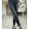 Pantalons My Look Féminin | Jeans Slim Noir Gris