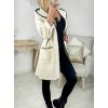 Vestes Gilets My Look Féminin | Manteau Doudou Beige Et Noir