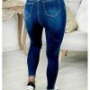 Pantalons My Look Féminin | Jeans Bleu Brut Bas Use