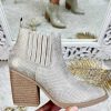 Chaussures My Look Féminin | Mes Bottines Style Santiag Gold & Bouts Pointus