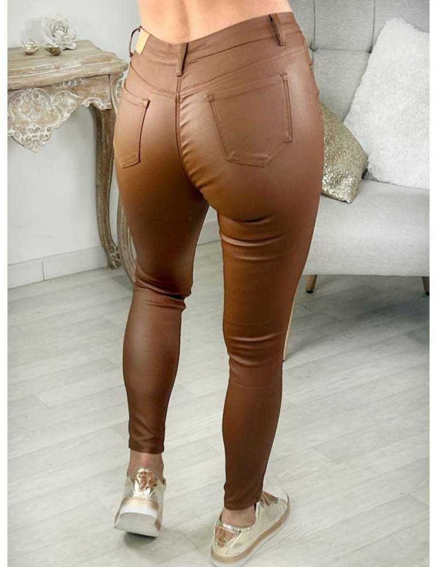 Pantalons My Look Féminin | Jeans Enduit Camel