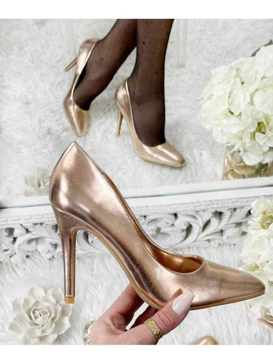 Chaussures My Look Féminin | Mes Escarpins Gold A Bout Carre