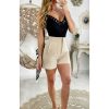 Jupes Shorts My Look Féminin | Mon Petit Short Beige Zippe Taille Haute