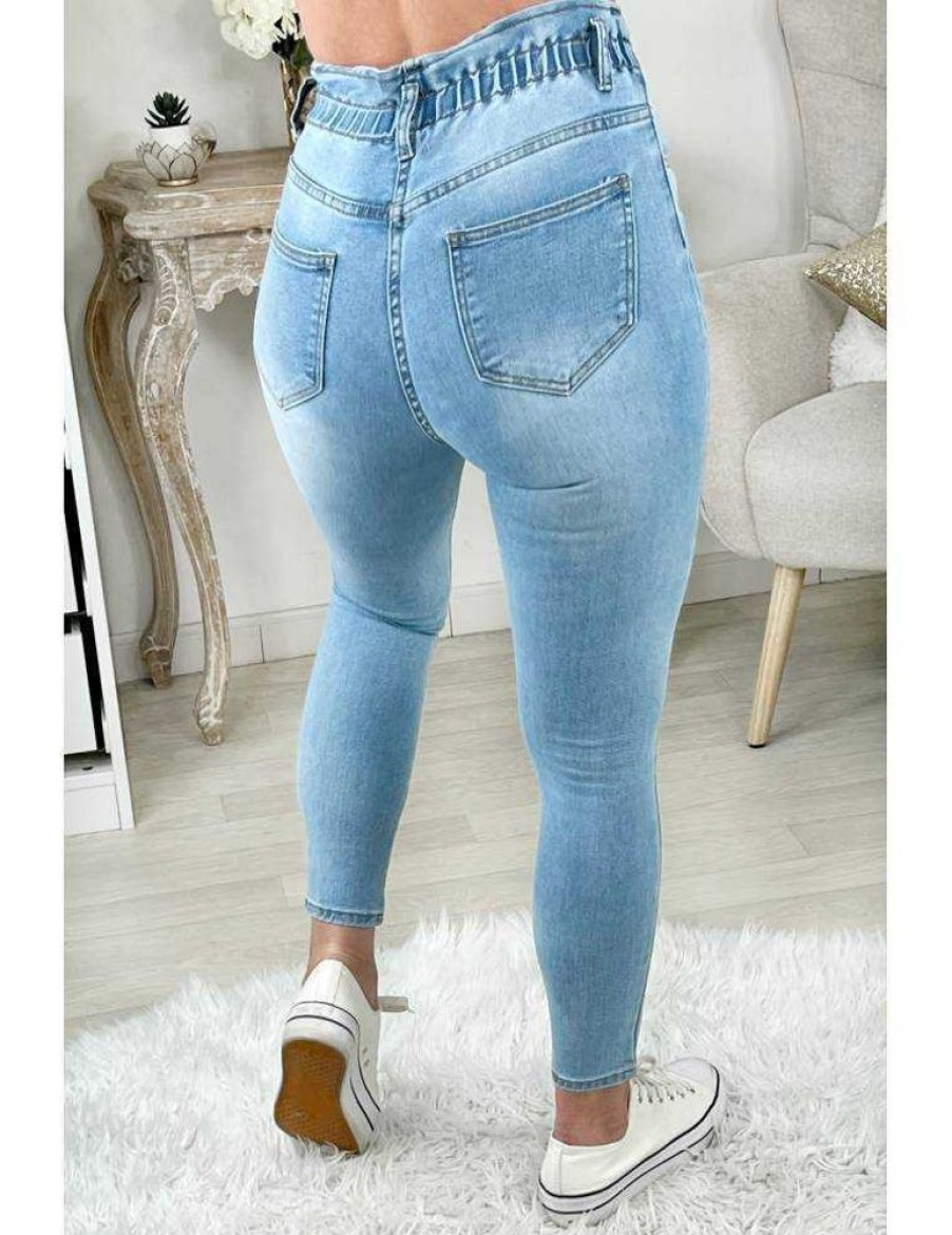 Pantalons My Look Féminin | Mon Jeans Light Blue Taille Haute