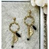 Accessoires My Look Féminin | Boucles D'Oreilles Dorees Pampilles Noires