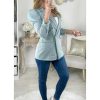 Vestes Gilets My Look Féminin | Mon Joli Blazer Bleu Ciel Epaule