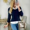 Pulls My Look Féminin | Pull Bleu Marine Ajoure