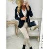 Vestes Gilets My Look Féminin | Blazer Noir Col Droit