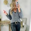 Vestes Gilets My Look Féminin | Gilet Gris Fonce & Ajoure