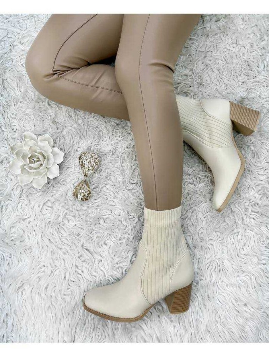 Chaussures My Look Féminin | Mes Bottines A Talons Cream